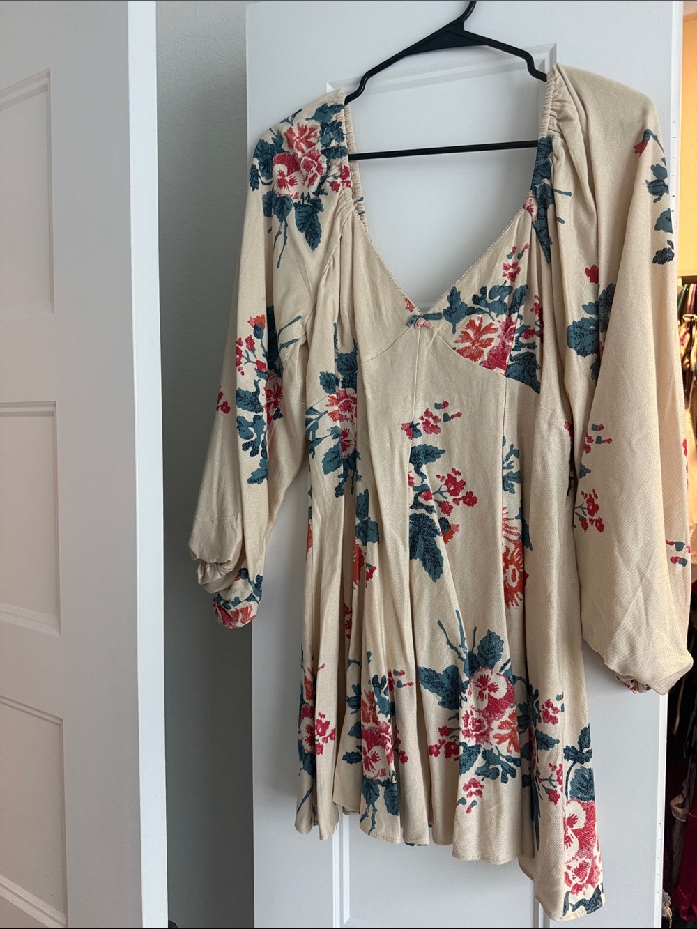Free People Beige Floral V-Neck Women’s Dress